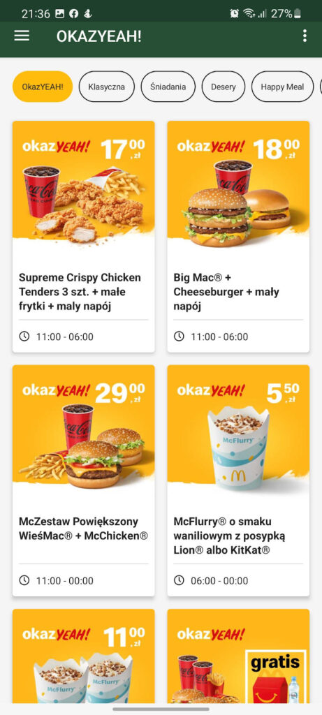 McDonalds OkazYEAH kupony