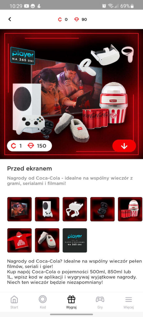 Coca Cola aplikacja Przed Ekranem Android