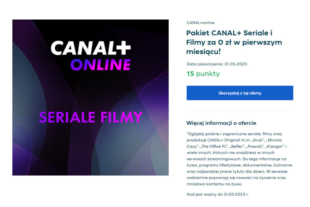 Canal Plus Online za punkty Pyszne.pl
