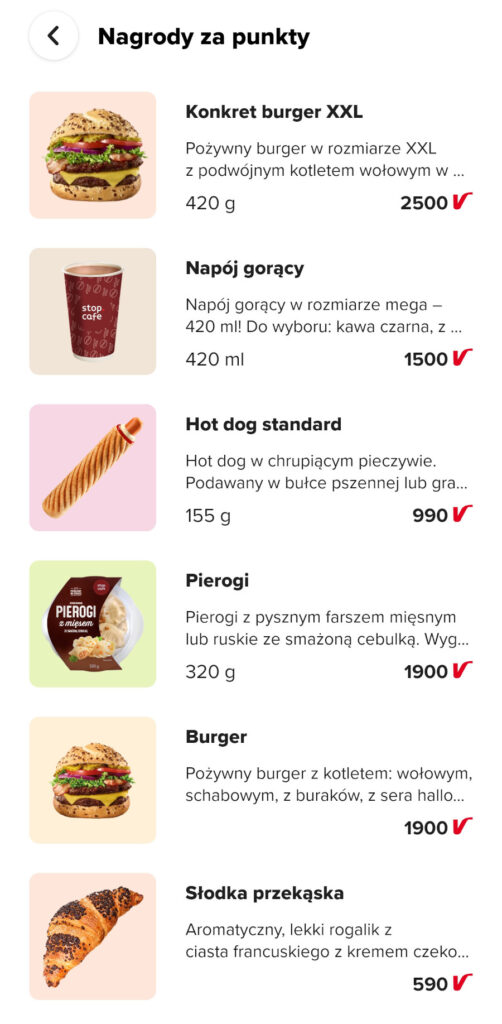 Nagrody za punkty w aplikacji Orlen Vitay