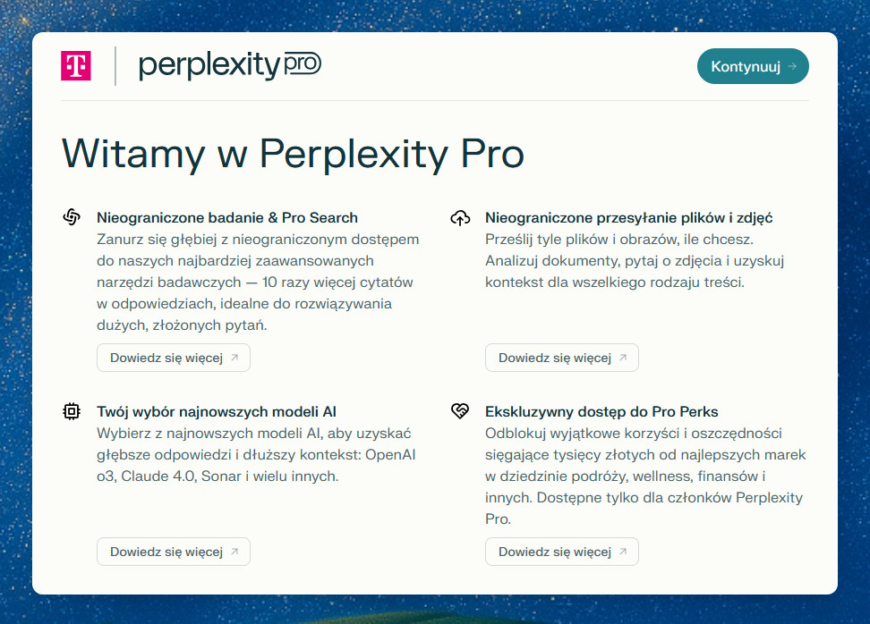 Promocja T-Mobile na Perplexity Pro